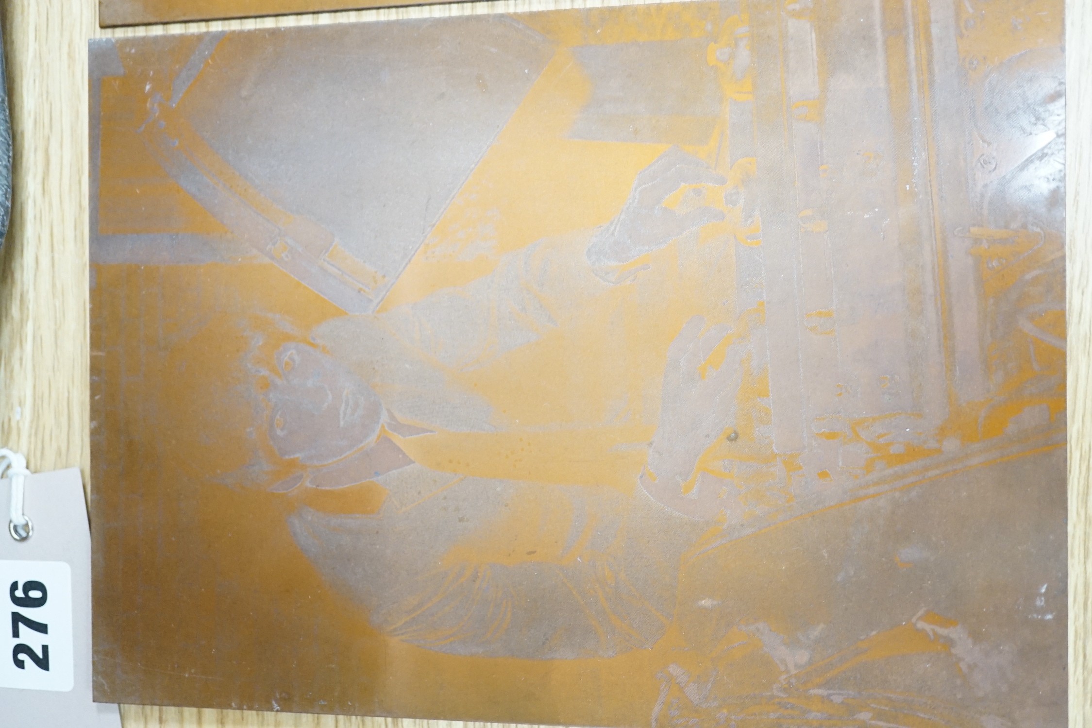 Two copper printing plates depicting two members of The Beatles, Ringo Starr and George Harrison. 22x16cm